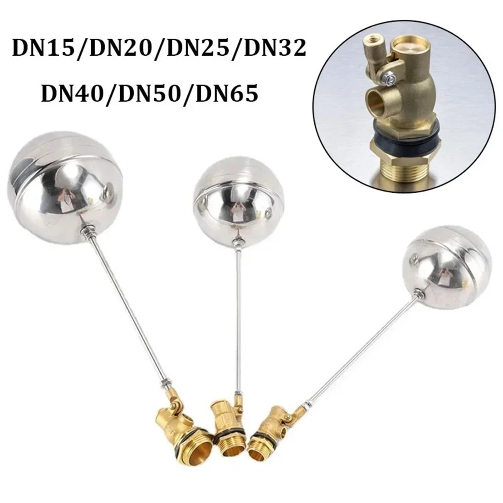 DN15/20/25/32/40 Schwimmerventil aus Messing, 1,3 cm, 1,9 cm, 2,5 cm, schwimmender Kugelschaft, Durchflusskontrolle, Spülkasten/Ausgleichsbehälter