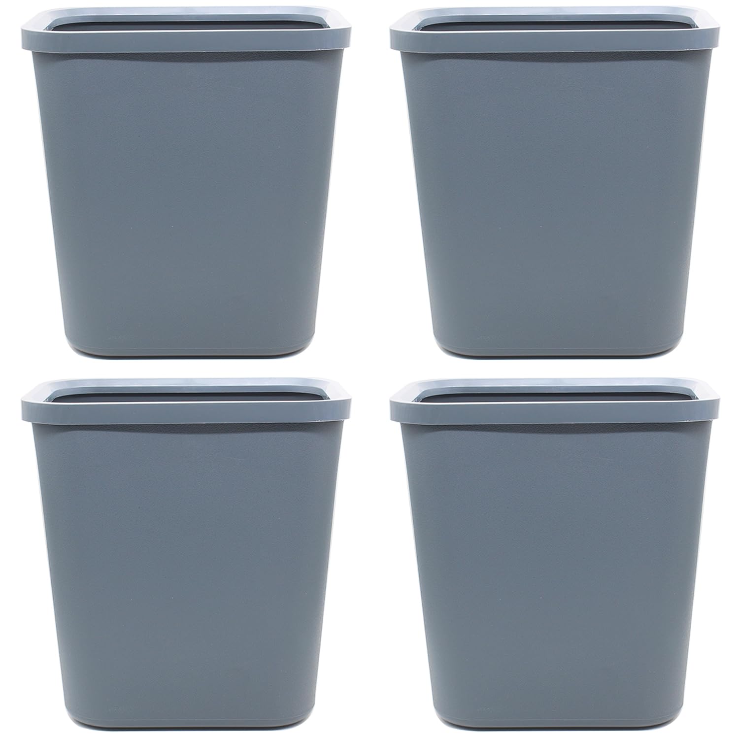 Small Waste Basket 4 Pack, 2 Gallon/8 L Blue Grey Garbage Can for Office, Bedroom, Bathroom and Kitchen, Office Trash Can with Snap Ring Fits Narrow Space, Plastic Trash Bin Waste Basket