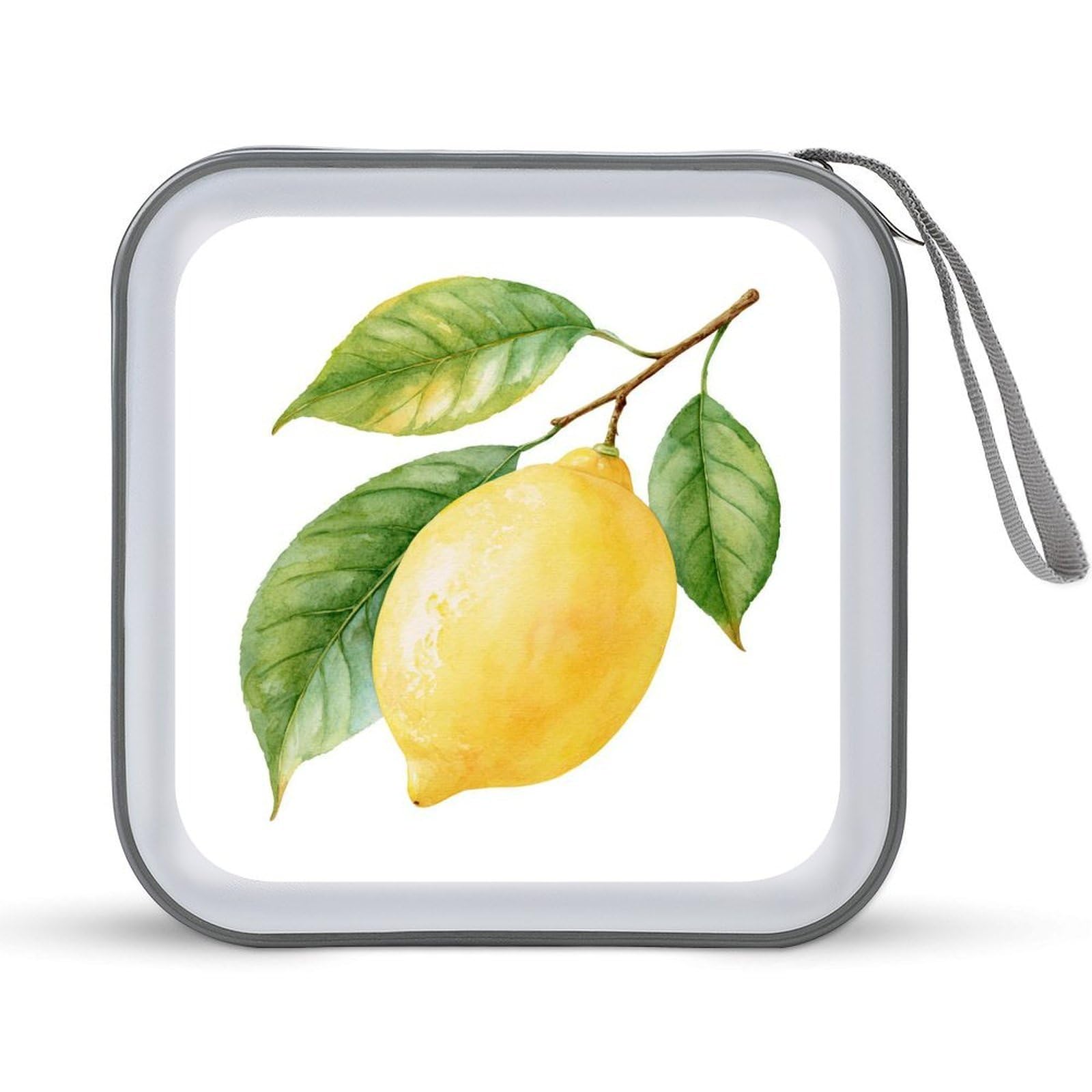 Jubonexis Fresh Whole Lemon Botanical Watercolor CD Case DVD Storage Case Portable for Car Home Travel
