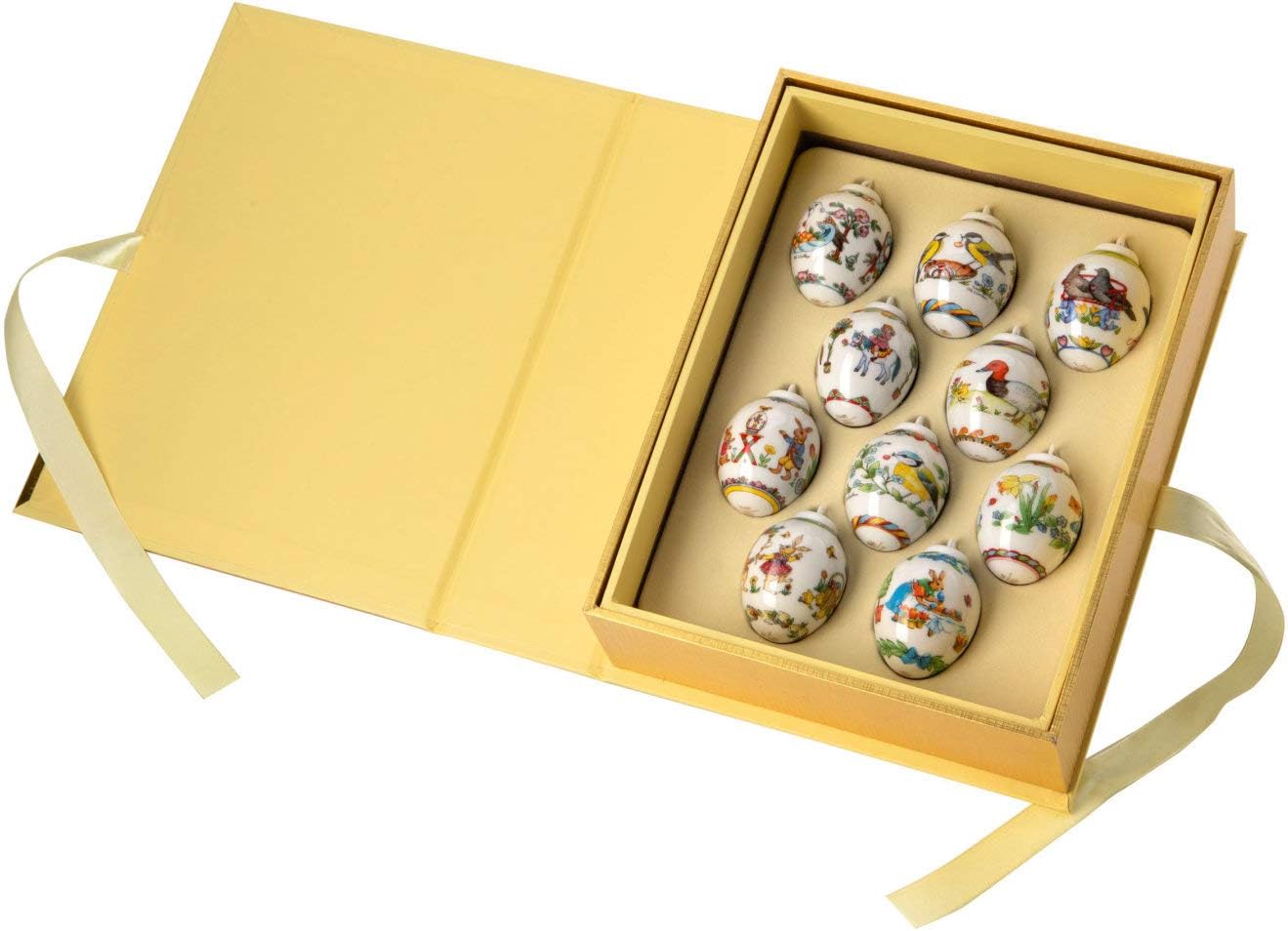 Hutschenreuther Display (Book) with 10 Mini-Eggs - 2010-2019 Mini-Eggs Special Edition # 02254-726024-28229# Made in Germany # Quality Porcelain # Limited Edition 2019