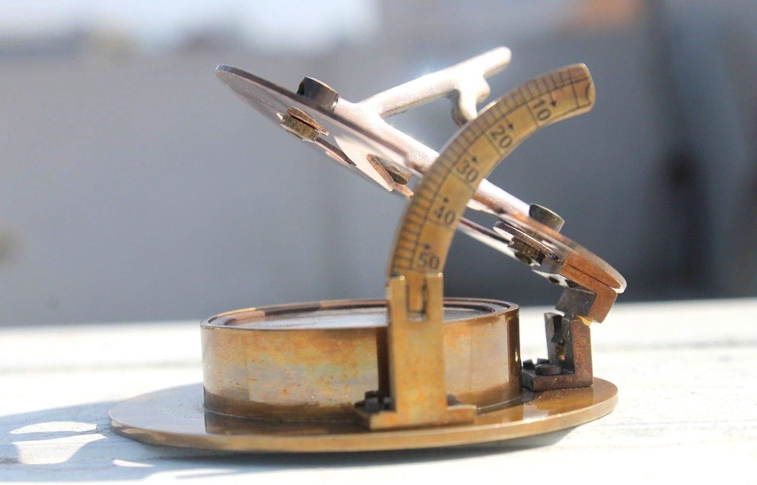 Nautical Sundial Compass Antique Copper Engraved WEST London Vintage Marine Item