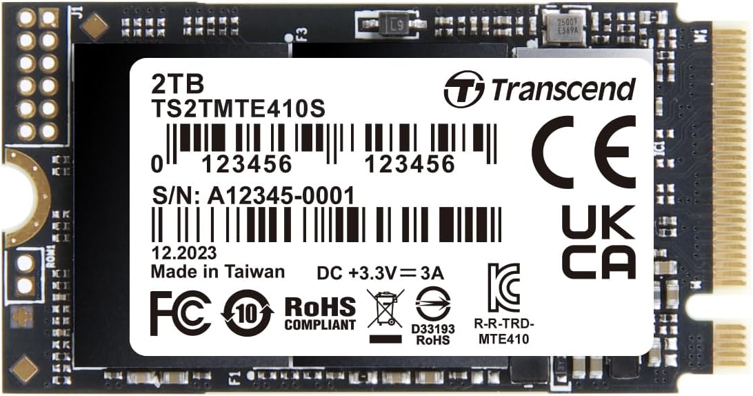 Transcend MTE410S 2TB M.2 2242 NVMe PCIe Gen4x4, 3D NAND, DRAM-Less, Up to 5,000/4,300 mb/s, Internal SSD for Gaming Handhelds, Ultrabooks and NUC