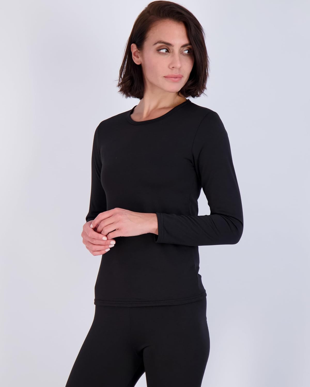 Real Essentials 4 Piece: Womens Thermal Underwear Set - Thermal Underwear for Women Fleece Lined Top & Bottom Long Johns
