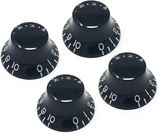 Vintage Forge Black Top Hat Bell Knobs for Epiphone Les Paul Import Electric Guitar (Set of 4) Fits 18 Coarse-Spline Alpha (Metric) Split Shaft Pots Recessed RB18M-BLK4