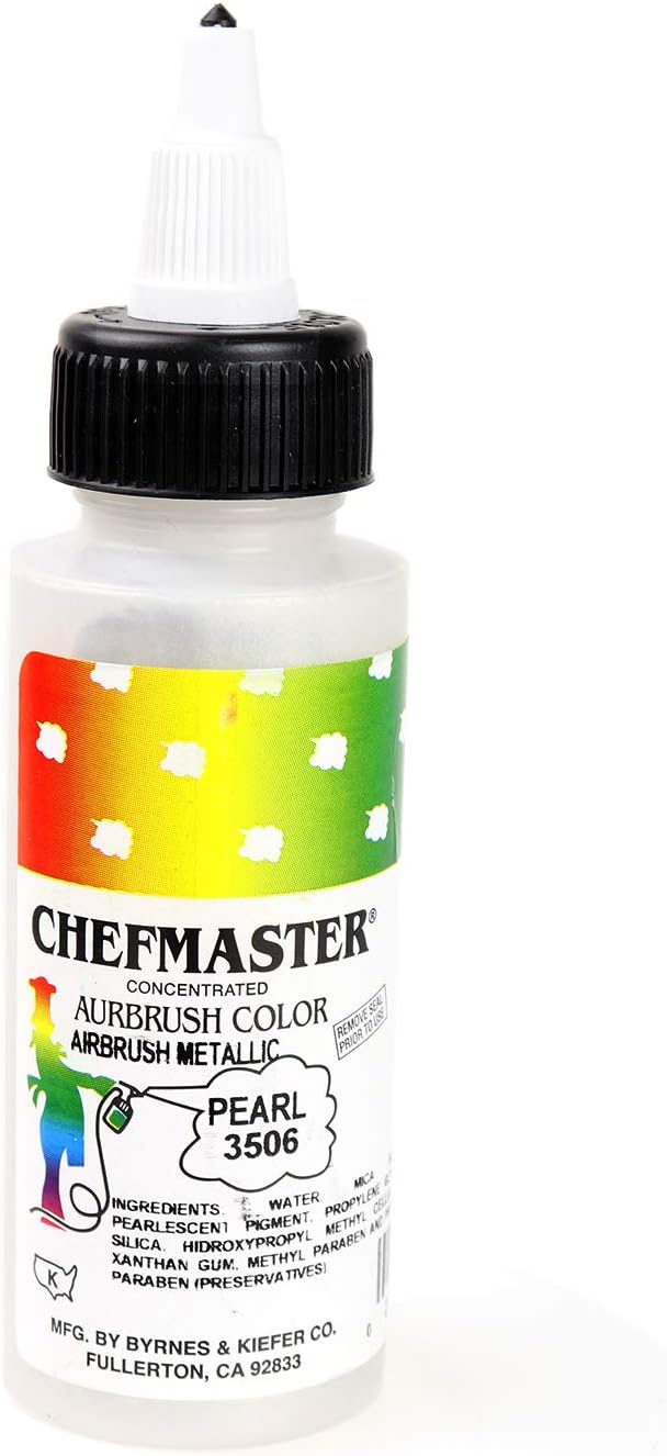 Chefmaster Airbrush Food Color 2 Ounce, Metallic Pearl