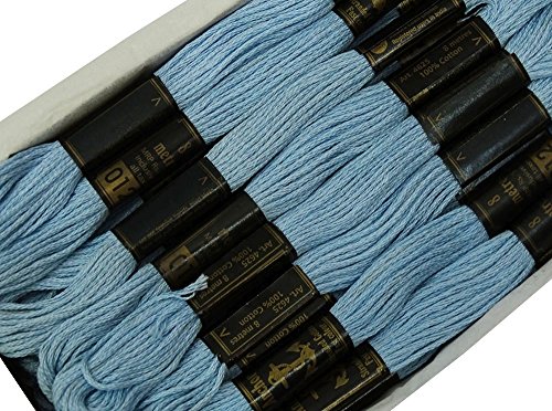 Image of Cross Stitch Hand Embroidery Thread Stranded Cotton Craft Sewing Floss 25 Skeins-Light Blue