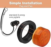 Vista 5 de 10Pcs 2 Inch Round Led Marker Lights, 2 Inch Round Trailer LED Side Marker and Clearance Marker Lights 4 LED Sealed Flush Mount with Rubber Grommets