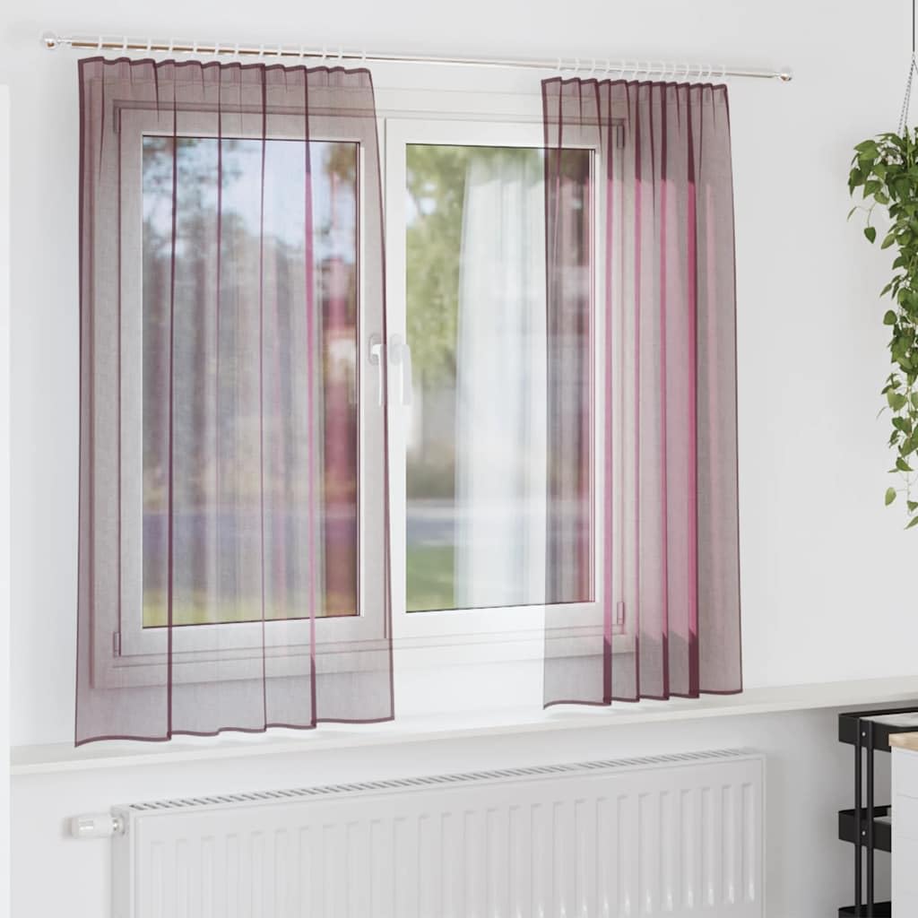 Voilage violet en polyester de qualité, paire de rideaux à passe-tringle 140x175