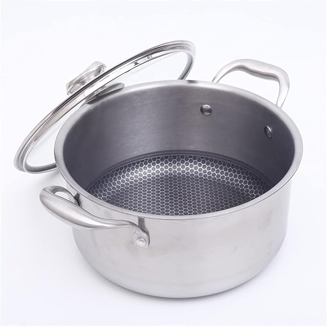 ZHANGZHI Cookware Pasta Pots Stainless Steel Double Handle Pasta Pot 26cm Soup Pot Use For Gas & Induction Cooker Wholesale Hot New (Capacity : 3-4L, Color : Dark Grey)
