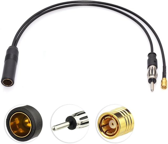 Eightwood DAB Splitter DAB Aerial Splitter Cable SMB Antenna Splitter Din Female to Din Male + SMB Cable Car Radio RG174 30cm for AM/FM DAB+ Radio Pioneer Clarion Kenwood Alpine JVC