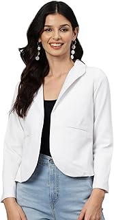cottinfab Women White Solid Open Front Casual Blazer-picture-41