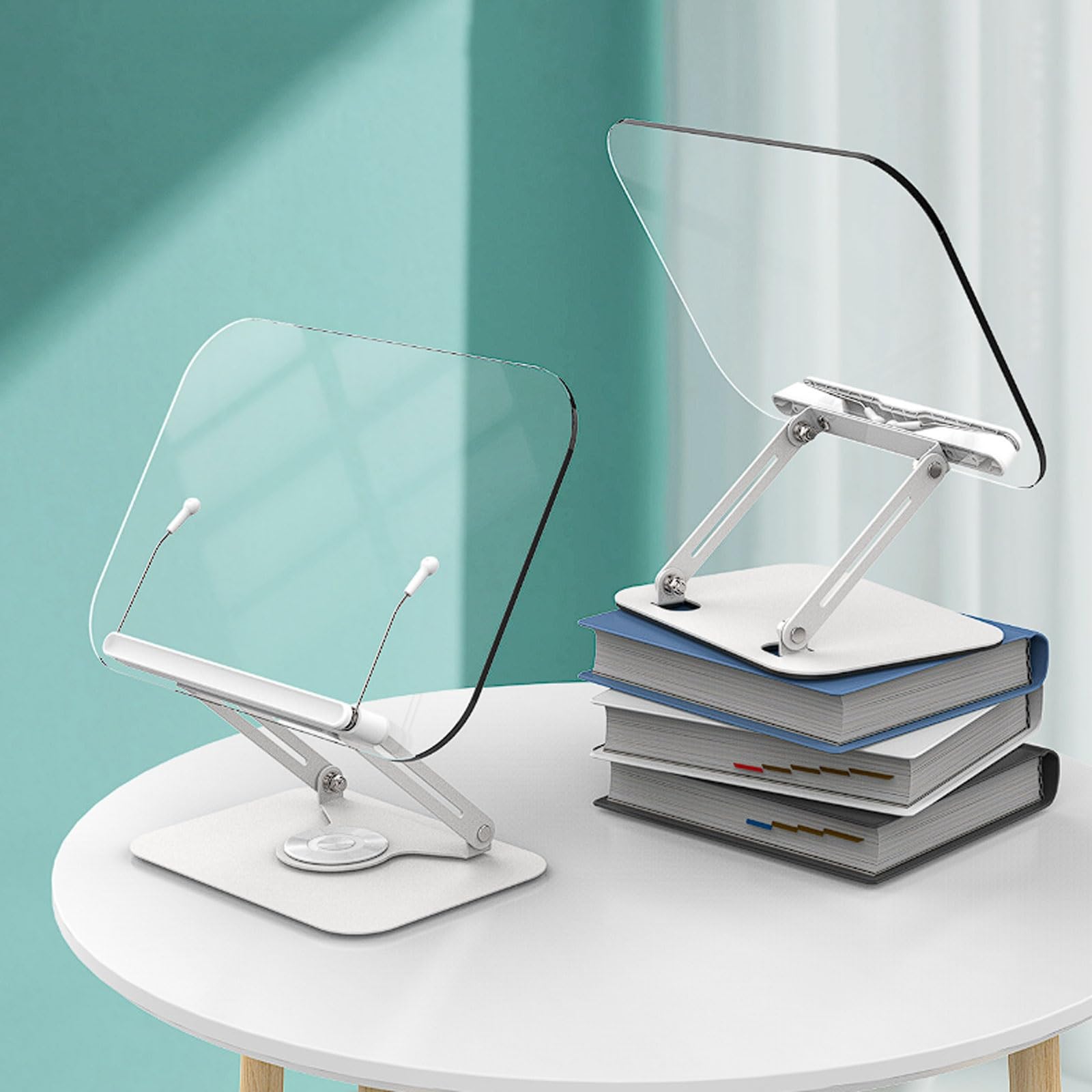 Pupitre de lecture transparent en acrylique rotatif à 360° avec son mécanique, hauteur et angle réglables Livre de cuisine