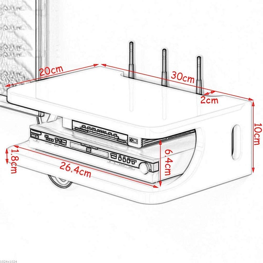 Gabinete de TV Soporte Flotante montado en la Pared para enrutador WiFi Set Top Box Altavoz Dispositivo de transmisión Consola de Juegos Soporte de TV montado en la Pared para Ahorrar Espacio Decora