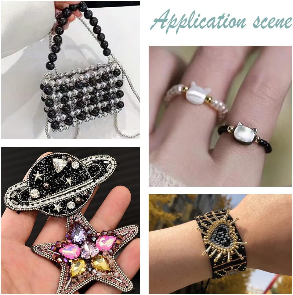 About 1825 Pcs Rainbow Plated Glass Bugle Beads, 2 Styles Round Long Tube Seed Beads Metallic Colors Bead Loose Spacer Bead Bulk for DIY Crafting Jewelry Making - Image 7