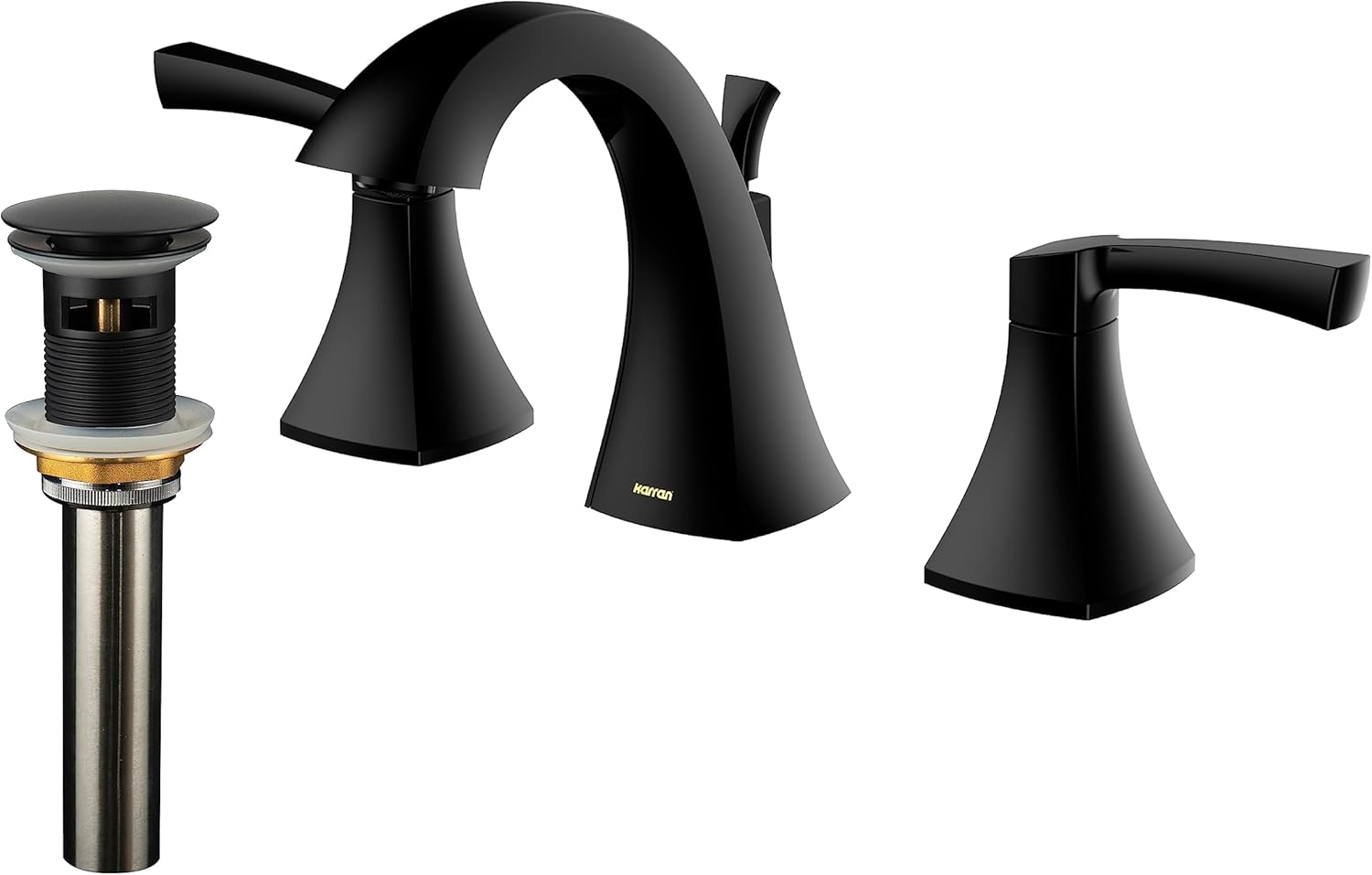 Karran Randburg KBF524 2-Handle Three Hole Widespread Bathroom Faucet with Matching Pop-up Drain in Matte Black