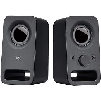 Logitech Z150BK PC Speaker for PC, Black, Stereo, 2 ch Compact, Supports 0.1 inch (3.5 mm) Input, PC Speaker