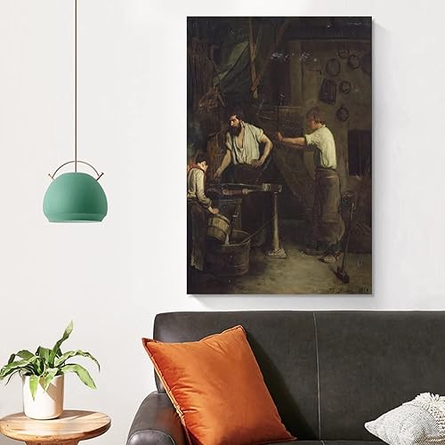 Miniatura 4 de Franois Bonvin - The Blacksmiths Memory of Treport 1857 - Póster artístico en lienzo e imagen de pared, póster moderno para decoración de dormitorio