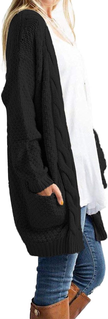 Traleubie Women's Open Front Long Sleeve Boho Boyfriend Knit Chunky Cardigan Sweater - Image 4