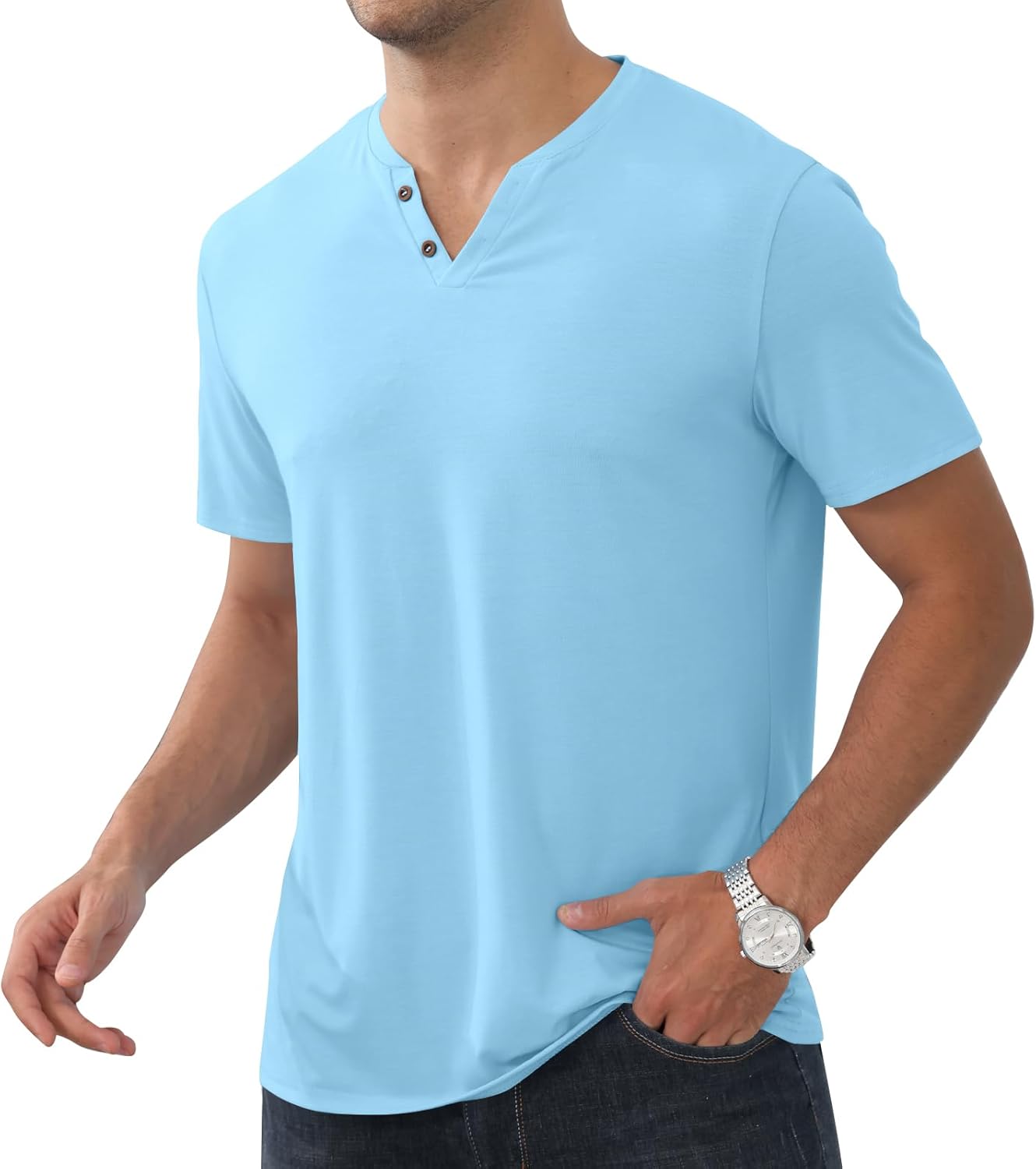 Heren Henley T-shirts Korte Mouw T-shirts Katoen Casual Vintage Zomer Knop Mode Tops voor Mannen M-3XL, Army Green-lange mouw, 3XL