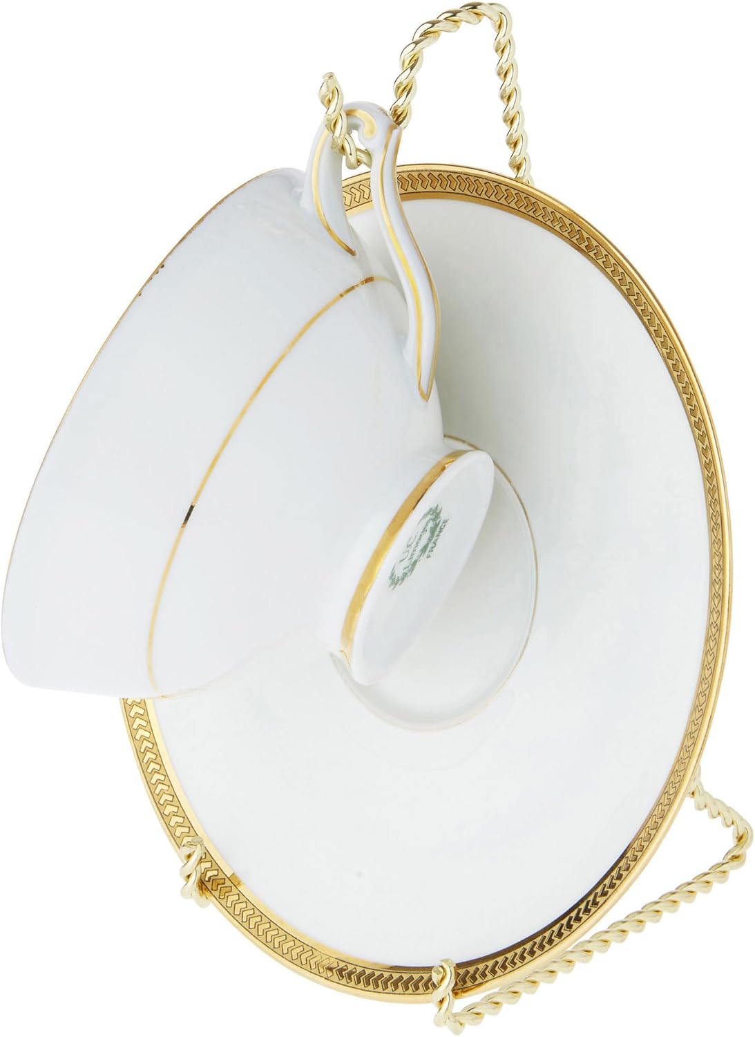 Bard's Twisted Gold-toned Cup and Saucer Stand, 6.5" H x 2.5" W x 3.25" D