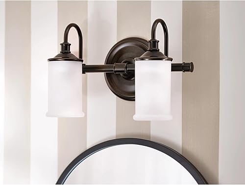 Miniatura 9 de Moen YB6462CH Belfield - Lámpara de tocador de baño de doble montaje con 2 luces con vidrio esmerilado, cromado