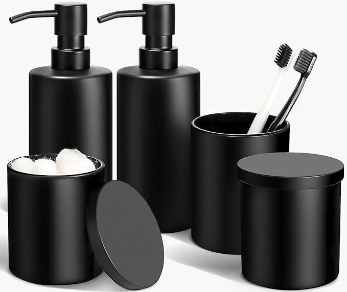 ALPIRIRAL Matte Black Bathroom Accessories Set, 5 Pcs