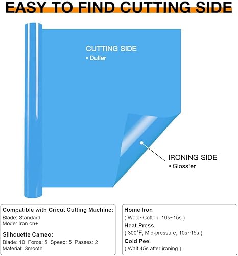 Miniatura 200 de HTVRONT - Rollo de vinilo termotransferible, 12 in x 8 ft, para diseños en camisetas, fácil de cortar y despegar, para planchar y máquinas Cricut