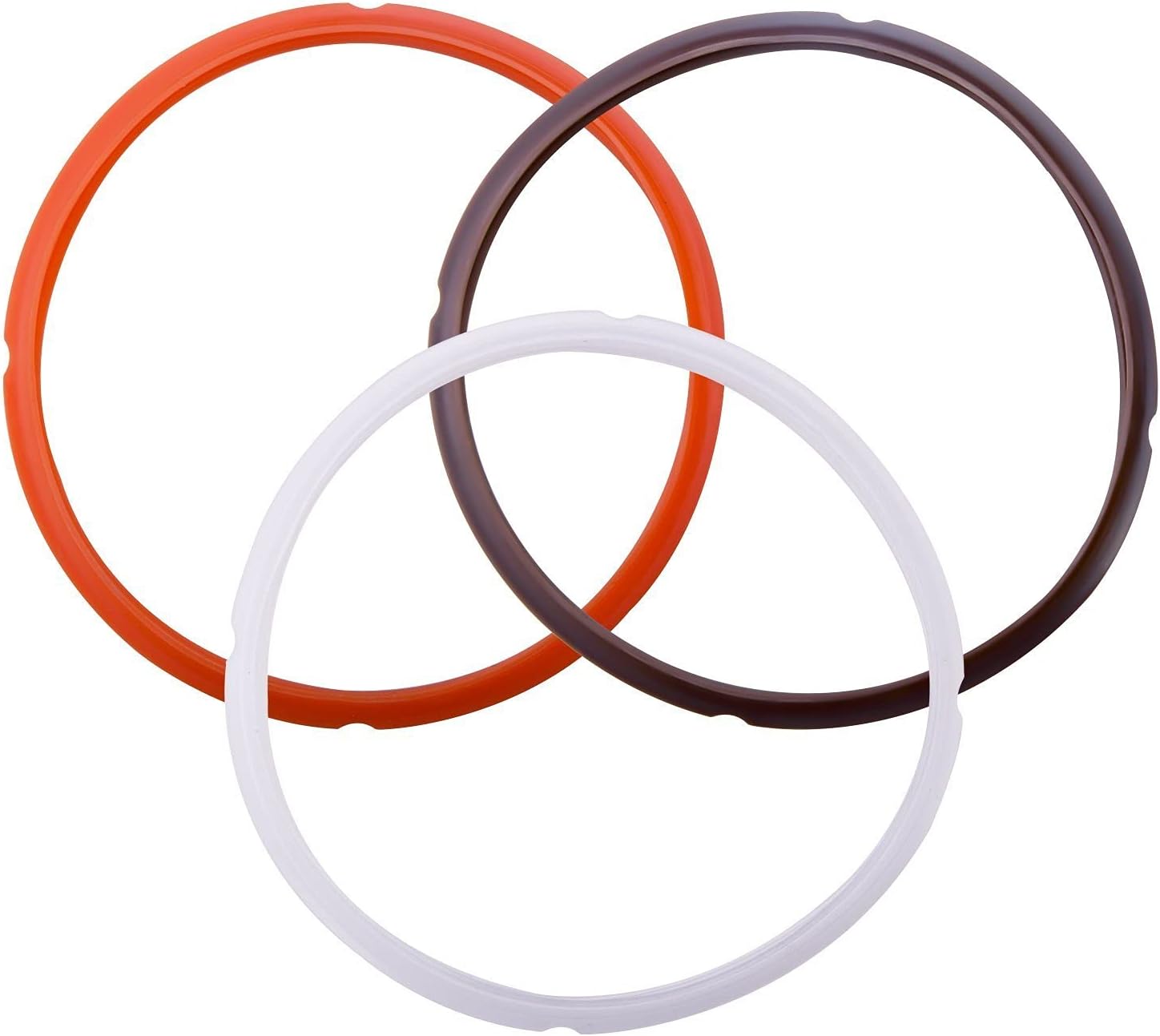 Silicone Sealing Ring for Instant Pot Accessories - Fits 5 or 6 Quart Models, Orange, Brown and Common Transparent White, Sweet and Savory Edition Pack of 3