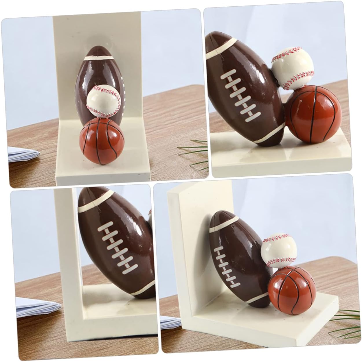 Cabilock 1pair Cartoon Rugby Pattern Fun Home Decor for Bookshelves Offices and Libraries Stylish Book Holders to Keep Your Desk Organized