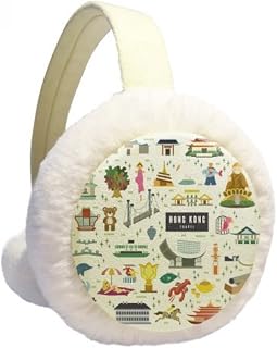 Hong Kong Famous Locations China Winter Ear Warmer Cable Knit Furry Fleece Earmuff Outdoor
