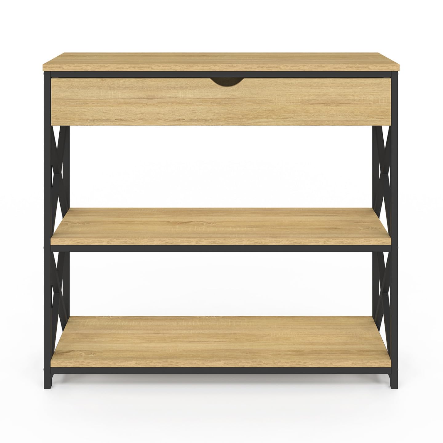 IDMarket - Console 1 tiroir Wayne 2 étagères Design Industriel