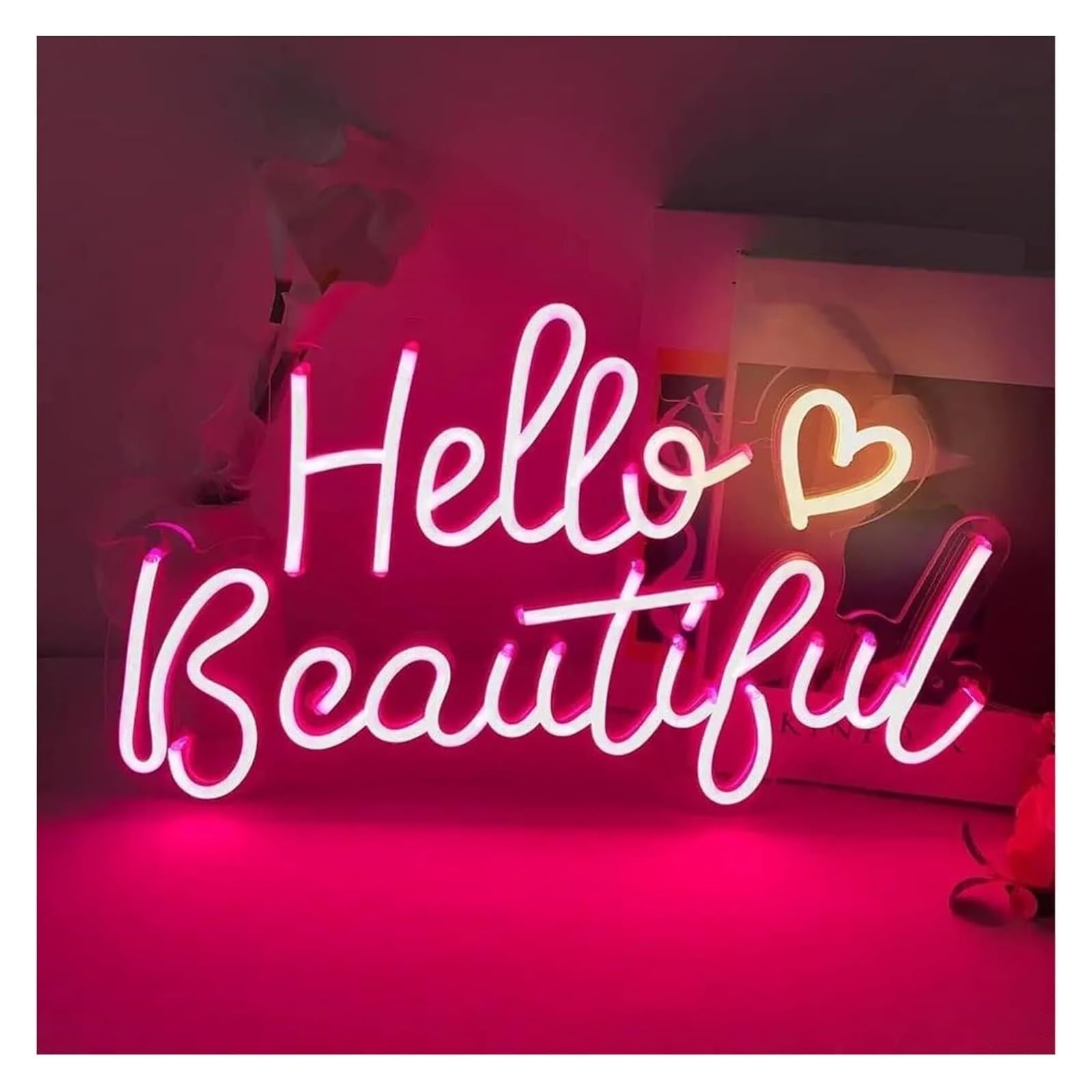 Segno di luce al neon Lampada al neon per creare un'atmosfera rilassante, insegna "Ciao, bella camera da letto, casa, arte, festa di nozze"(A)