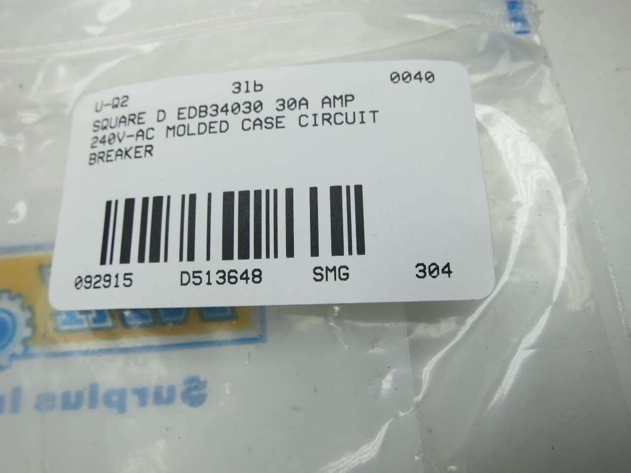 SQUARE D EDB34030 30A AMP 240/277/480V-AC 3P MOLDED CASE CIRCUIT BREAKER D513648