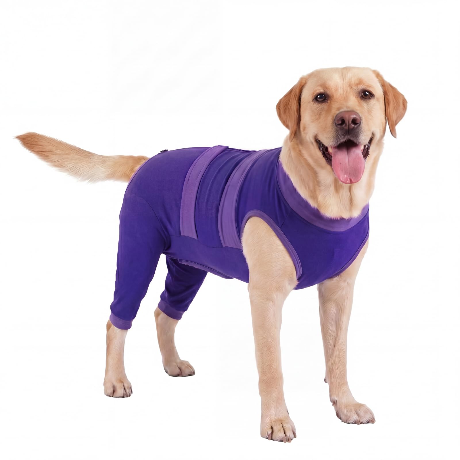 Lelepet Dog Recovery Suit After Surgery, Pet Wound Cover for Hind Legs and Abdomen, Large Dogs Rear Leg Medical Shirt, Dog Post Surgery Body Suit with Sleeves, Purple 2XL