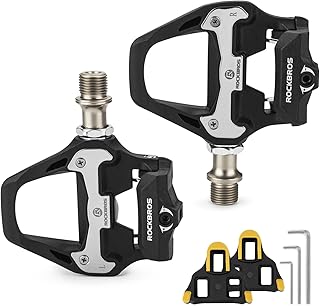 ROCKBROS Road Bike Pedals Lightweight Clipless Bicycle Pedals with Cleats Set Compatible with SPD-SL System