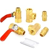 GASHER 6PCS 1/4 Inch NPT Brass Pipe Fitting, Ball Valve, Barstock Tee Brass Pipe Fitting and Air Hose Fitings