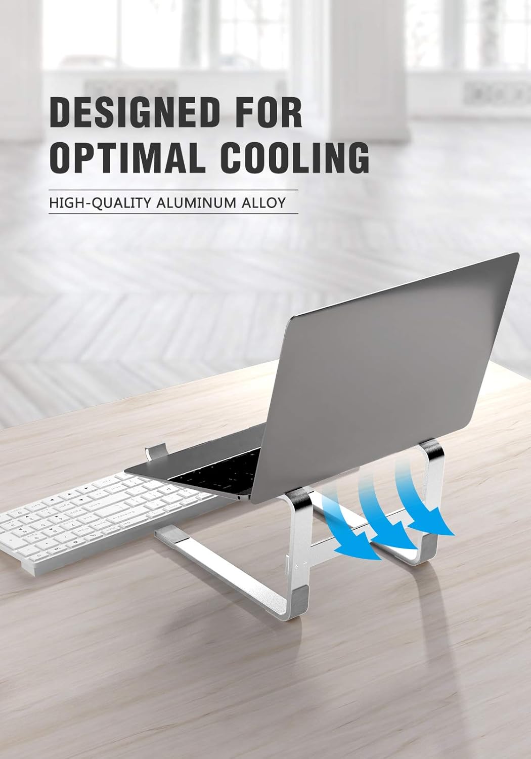 Laptop Stand for Desk, SOQOOL Laptop Riser for Desk, Ventilated Ergonomic Aluminum Laptop self Compatible with 11 14 15.6 17.3 Inch Work from Home (Silver) : Electronics