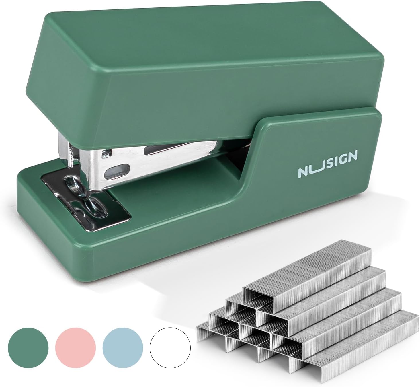 NUSIGN Mini Stapler with 830 Staples, Small Cute Desk Staplers, 25 Sheet Capacity, Green