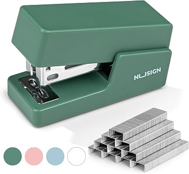 NUSIGN Mini Stapler with 830 Staples, Small Cute Desk Staplers, 25 Sheet Capacity, Green