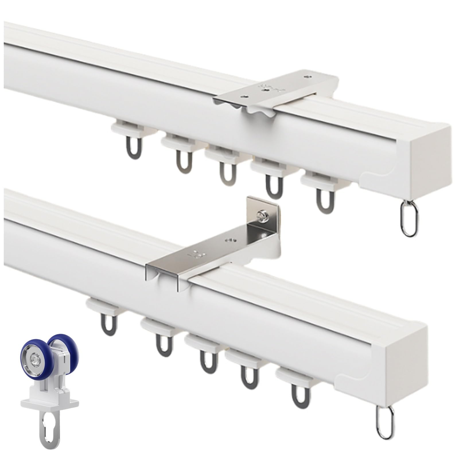 Rail de rideau de plafond robuste avec rouleaux silencieux pour tringle de séparation