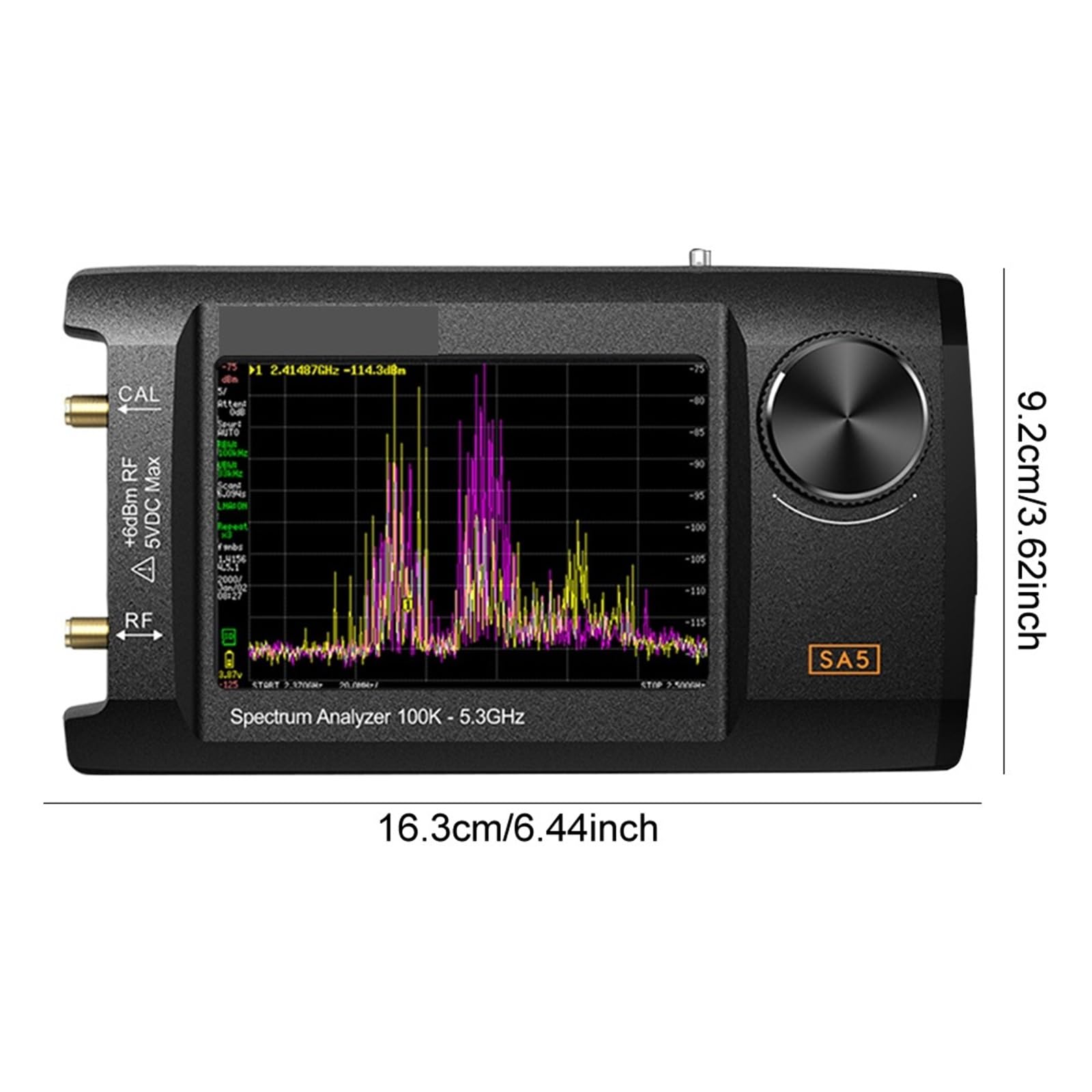 Analizzatore di spettro portatile 2 in 1, generatore segnale, analizzatore frequenza da 4,0 pollici, batteria 100 kHz a 5,3 GHz, 5000 mAh con scheda 32 GB