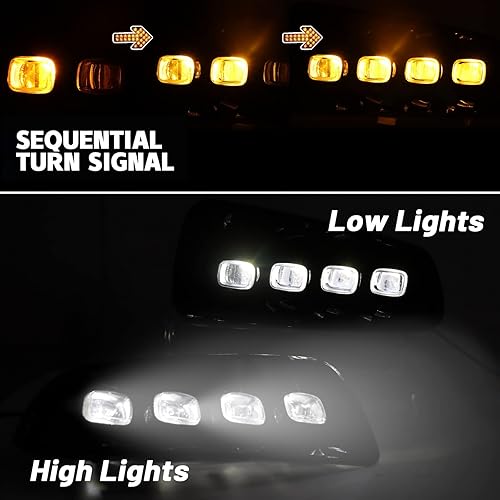 Miniatura 3 de GEEGEETOP Switchback - Lámpara LED blanca ámbar antiniebla delantera diurna secuencial luz de parachoques LED intermitente función compatible con