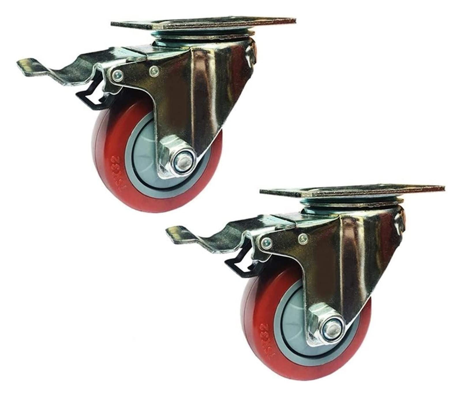 Roulettes industrielles pivotantes 100 kg en PVC avec frein pour chariot
