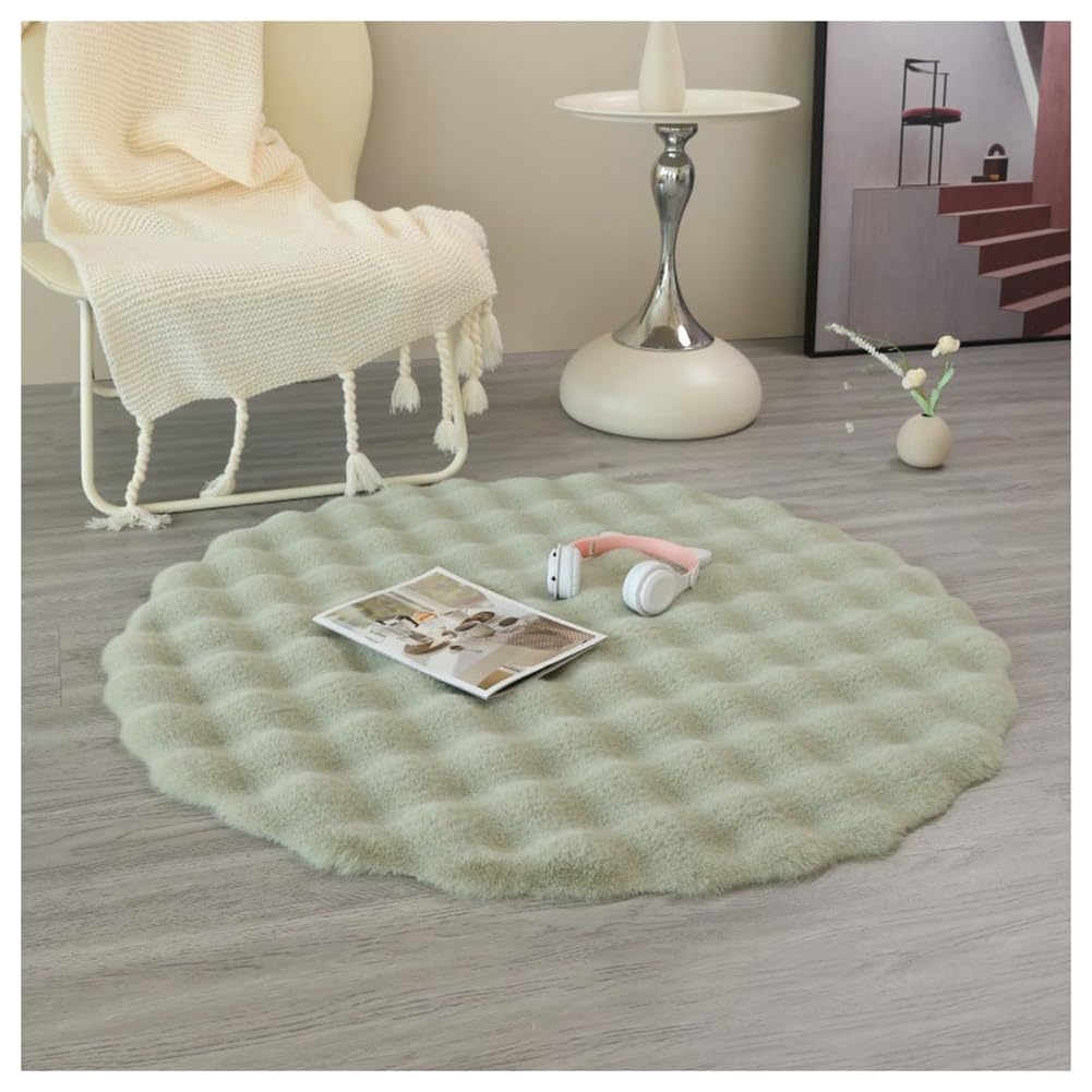 Tapis rond en fourrure lavable pour nettoyer facilement les taches de bébé