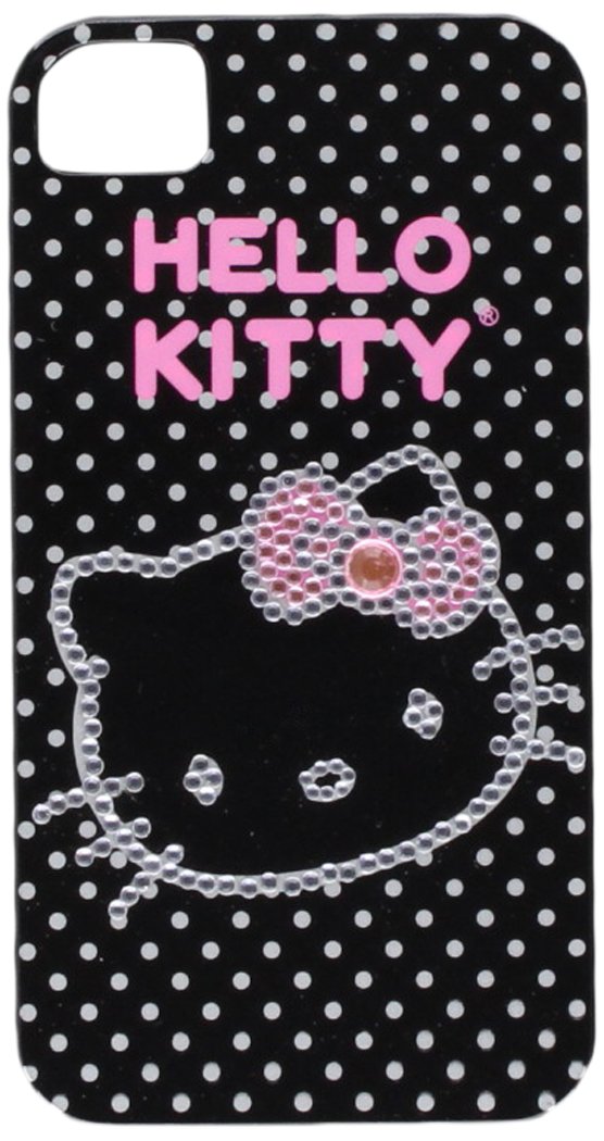 Hello Kitty 23809-BLG-BLK Bling Face Case for iPhone 4/4S - 1 Pack - Retail Packaging - Black