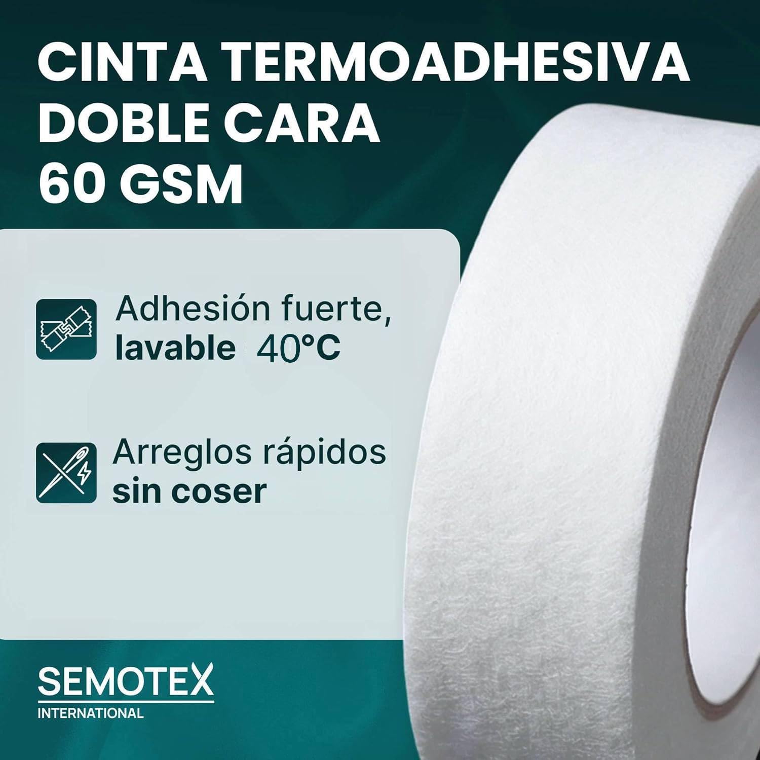 Cinta Termoadhesiva para Dobladillos EXTRA FUERTE - 50 Metros x 20 mm - Cinta Adhesiva Dobladillos. Cinta para Cortinas, Bajo Pantalón, Vestidos, Vaqueros - 20 milímetros ancho — view 6