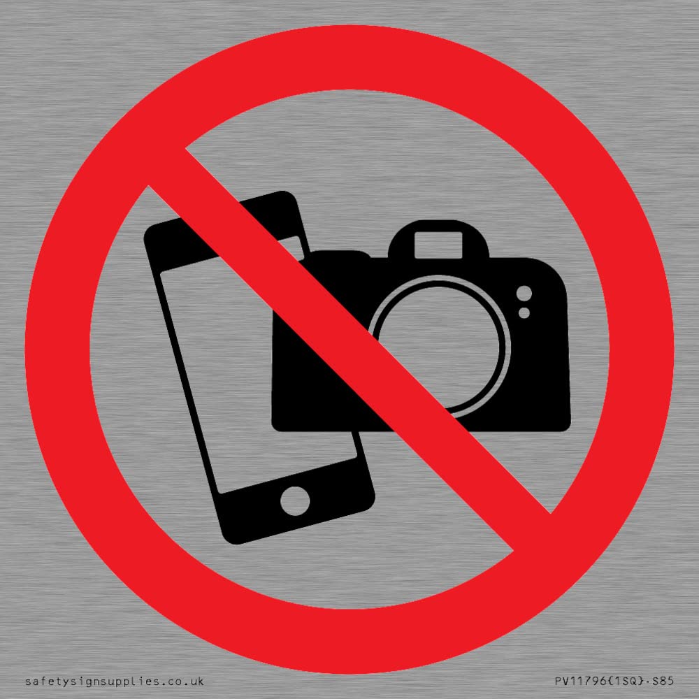P932 Prohibition: No filming or photography Sign - 85x85mm - S85