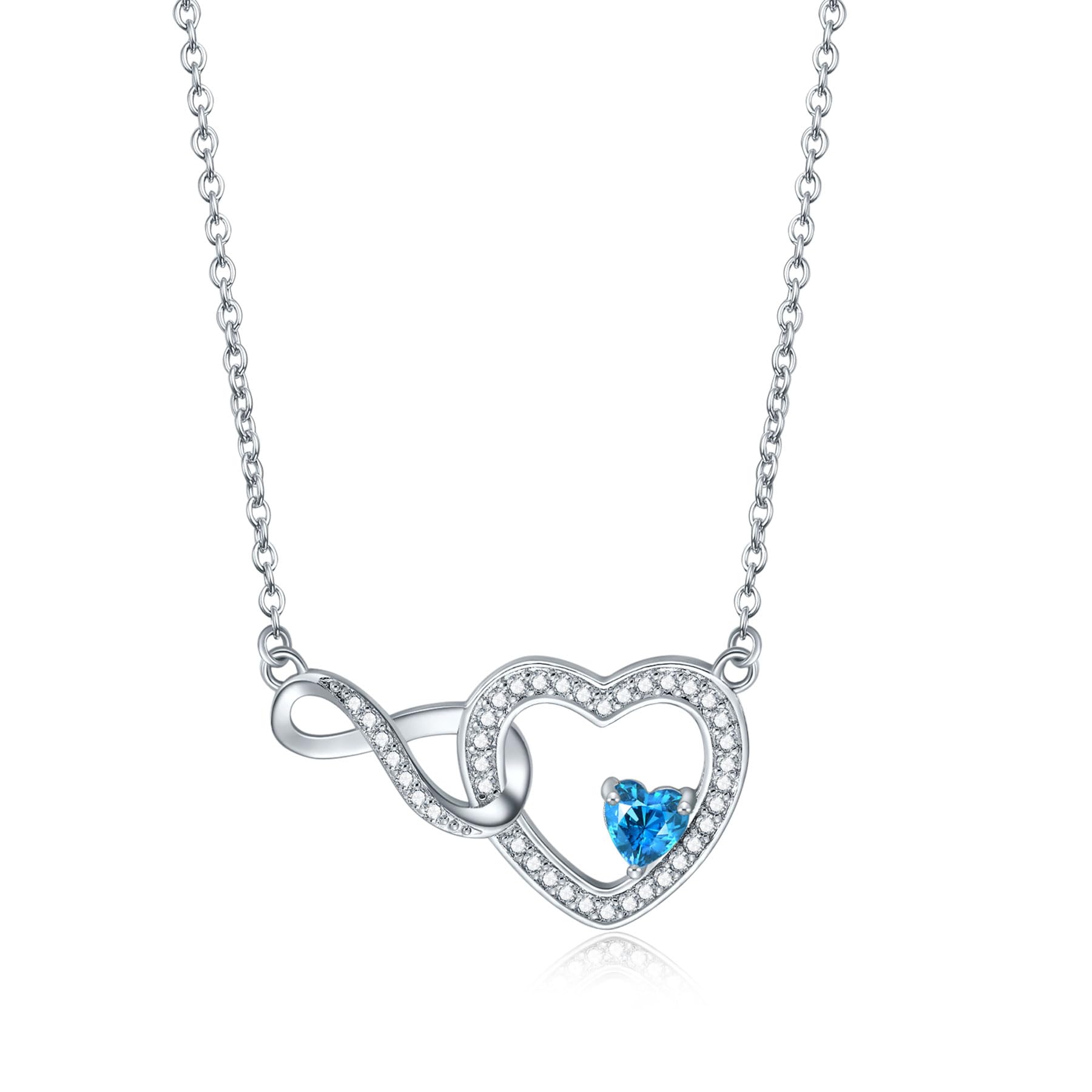 Exqele Heart Birthstone Necklace for Women Infinity Necklaces Personalized Crystal Adjustable Chain Pendant Anniversary Birthday Graduation Gifts for