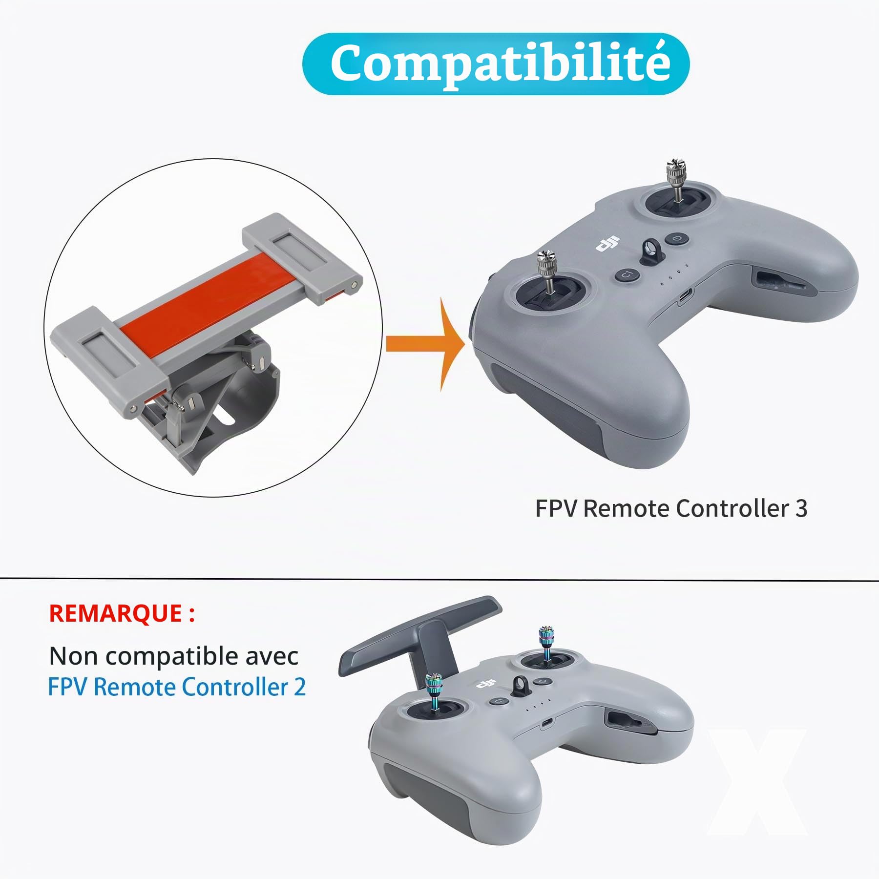 FPV Télécommande 3 Téléphone Tablette 4,7-12,9 Pouces Support pour DJI Avata 2, Neo Drone Support