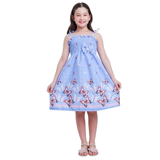 Vestido infantil estampa de Borboletas modelo ciganinha